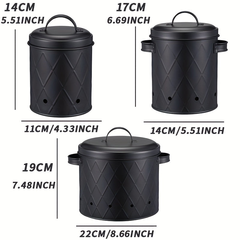 3pcs Set Metal Food Storage Container for Potatoes Onions Bread Coffee Beans
