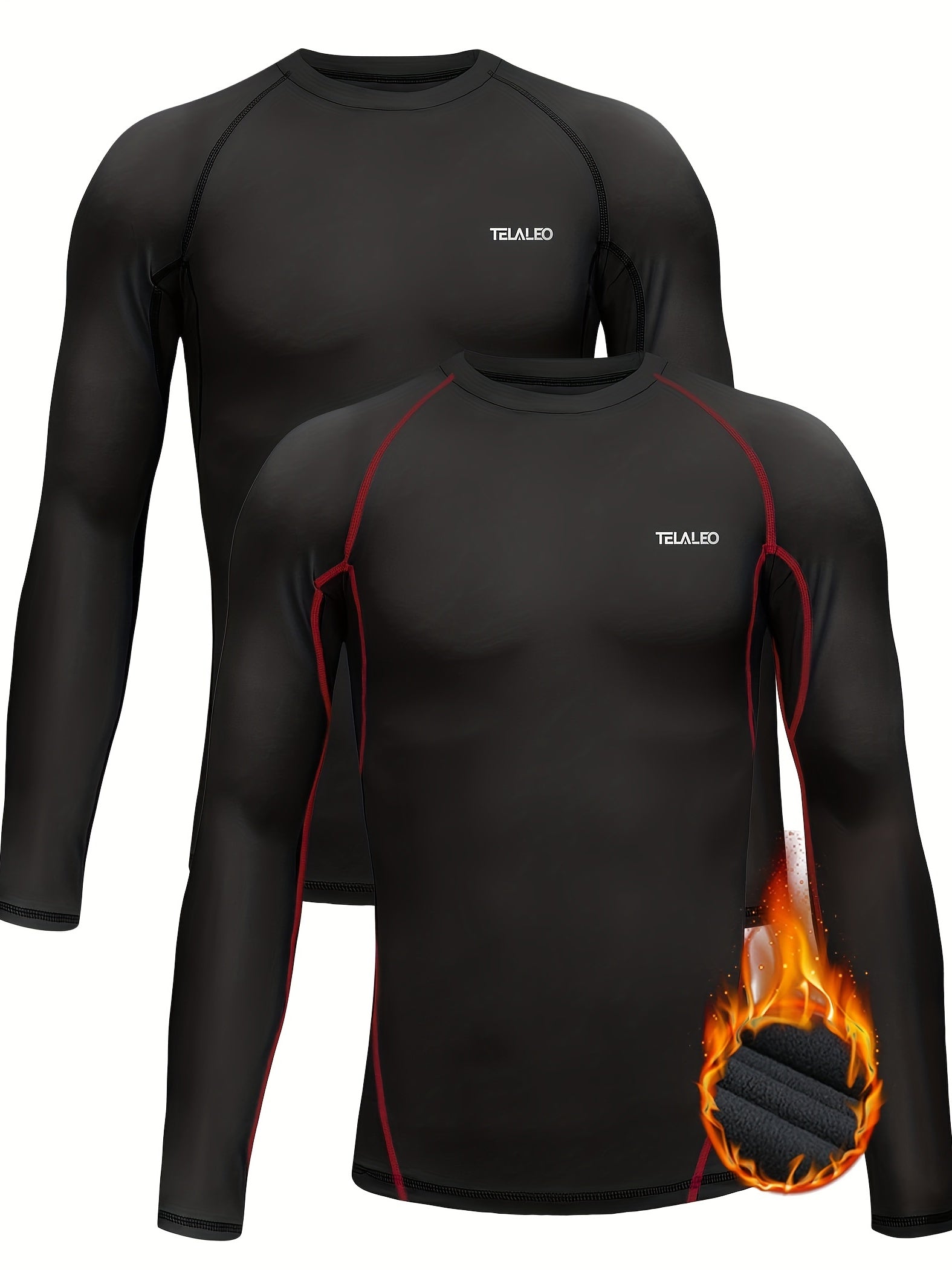 TELALEO Youth Warm Compression Shirt Long Sleeve Fleece Lined