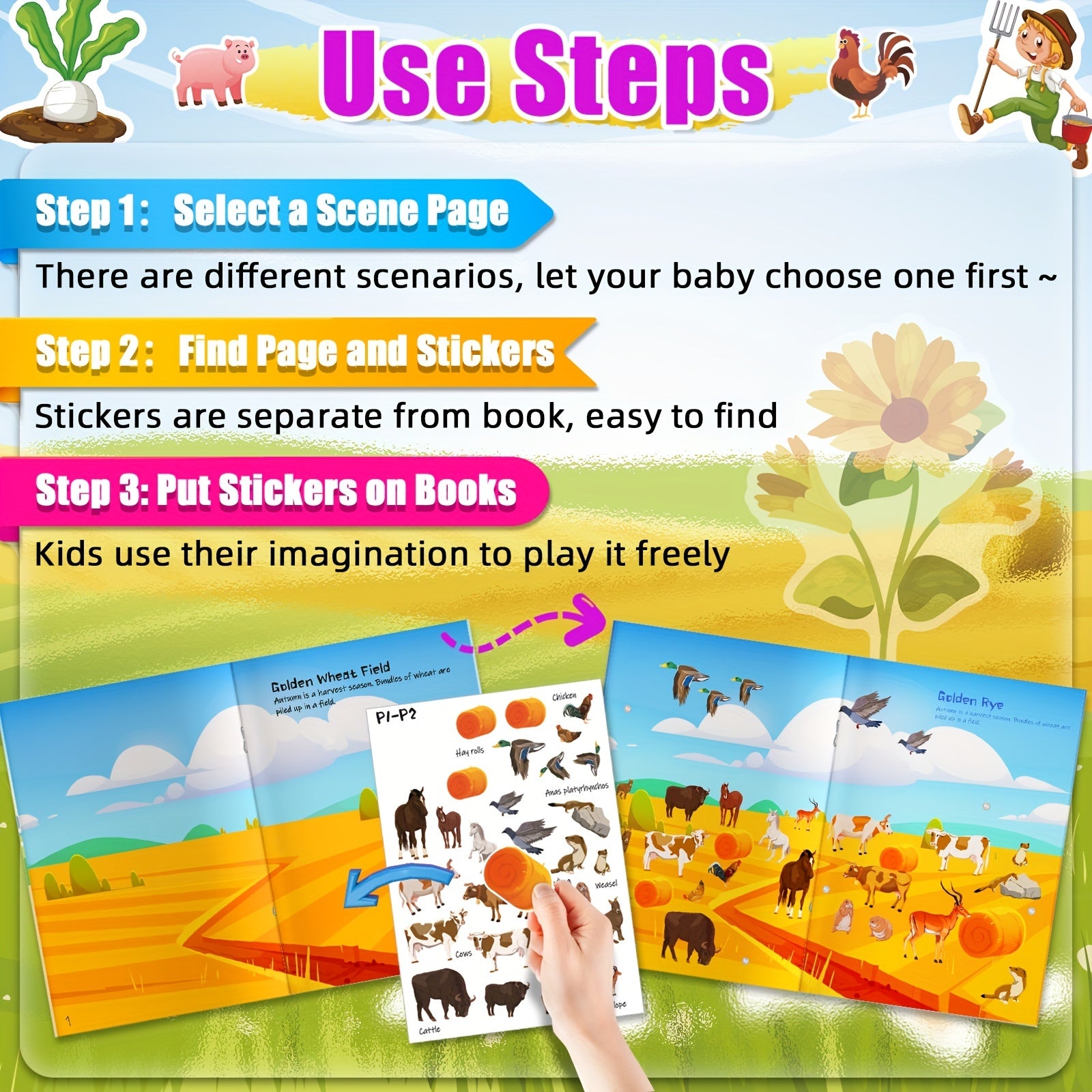 Farm Life Sticker Book for Kids