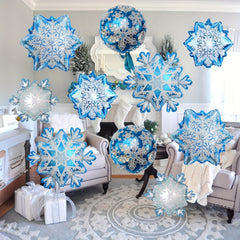 10pcs Large Snowflake Foil Balloons Christmas Snowflake Balloons