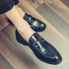 Men's Crocodile Print Bit Loafer Shoes for Wedding