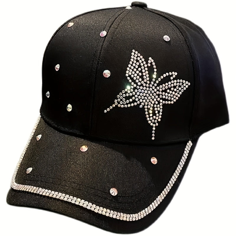 Rhinestone Butterfly Baseball Cap Casual Sun Hat Sunscreen Dad Hats For Women