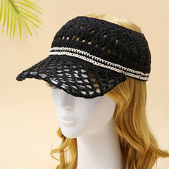 UPF50 Ponytail Visor Hat Crochet Sun Hats For Women