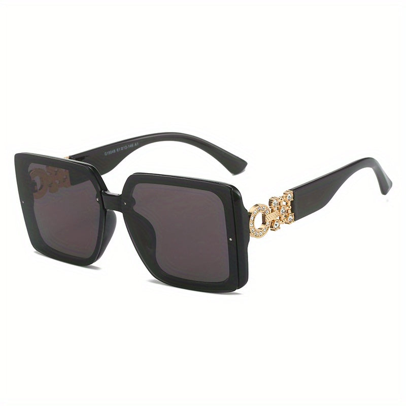 Large Square Sunglasses Rhinestone Decor Anti Glare UV400