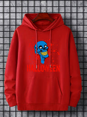 Men's Cartoon Skull Graphic Hoodie Halloween Style Drawstring Sweatshirt