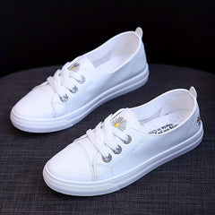 Women's Floral Sneakers Low Lace Up Round Toe Comfy Soft Sole Shoes