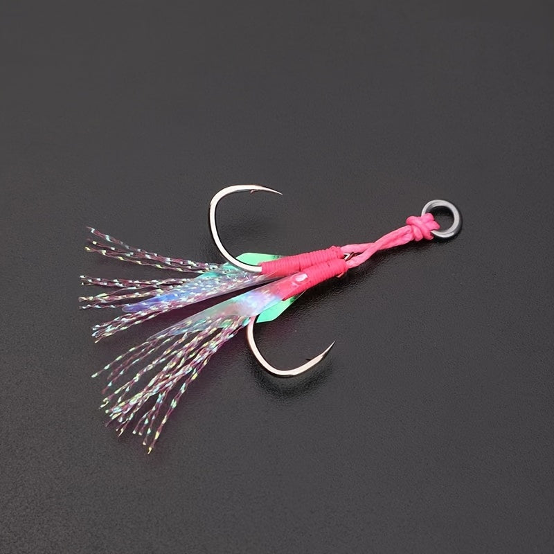 5pcs Double Assist Hooks Carbon Steel Fishing Hook For Vertical Jigging