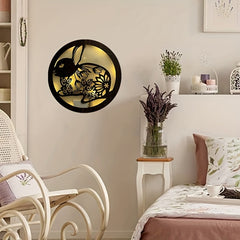 Children's Room Wall Clock LED Creative Lamp Retro Wooden Sign Hanging Lamp
