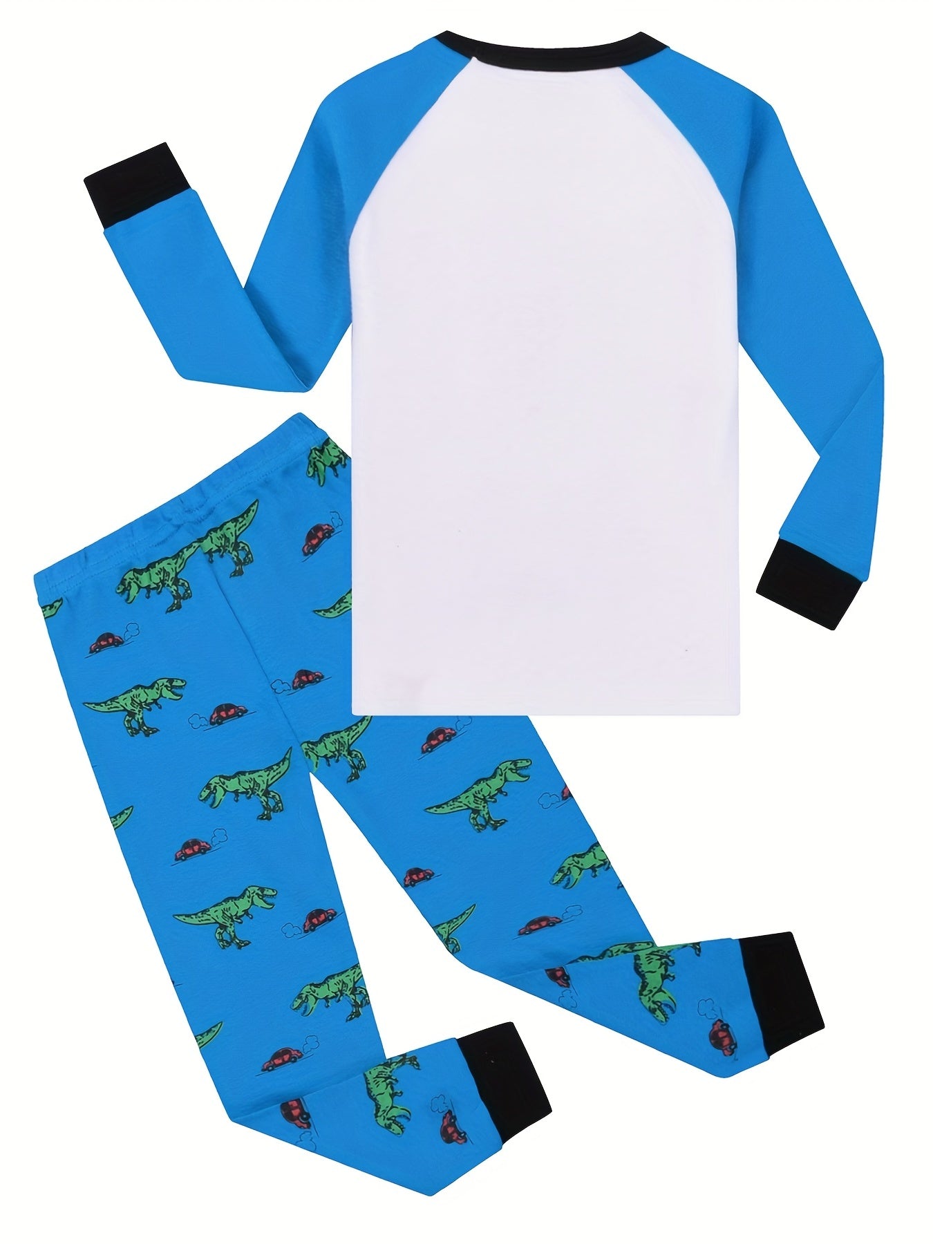 Boys Dino Print Long Sleeve Pajama Set - 2pcs