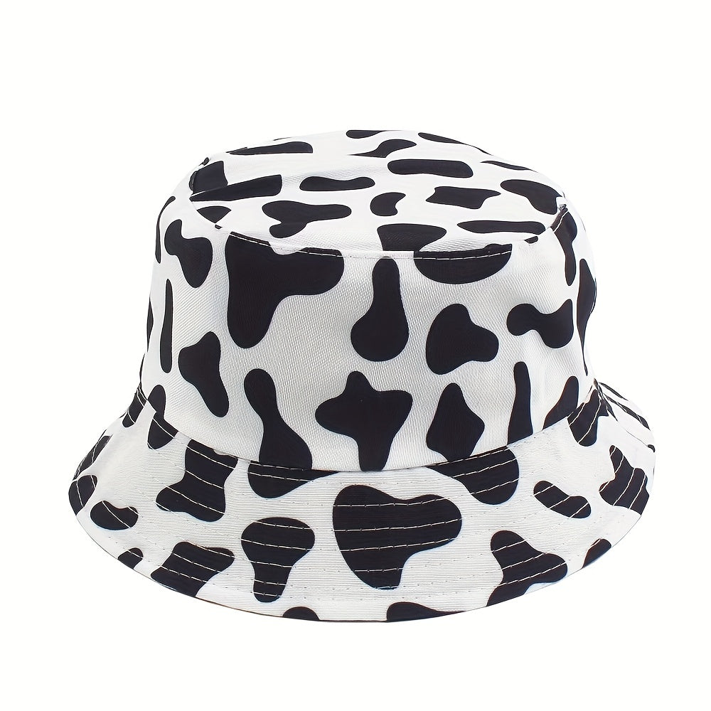 Cow Pattern Bucket Hat Reversible Printed & Basin Hat Sunscreen Fisherman Cap