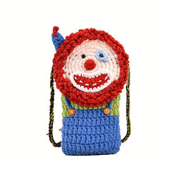 Clown Shaped Croche Bag Funny Cartoon Mini Knitted Crossbody Bag