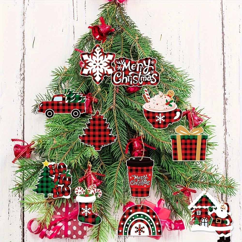 12pcs Christmas Tree Decoration Hanging Sign Christmas Party Home Decoration