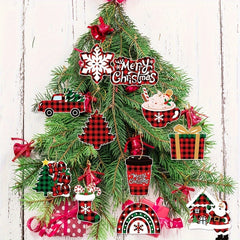 12pcs Christmas Tree Decoration Hanging Sign Christmas Party Home Decoration