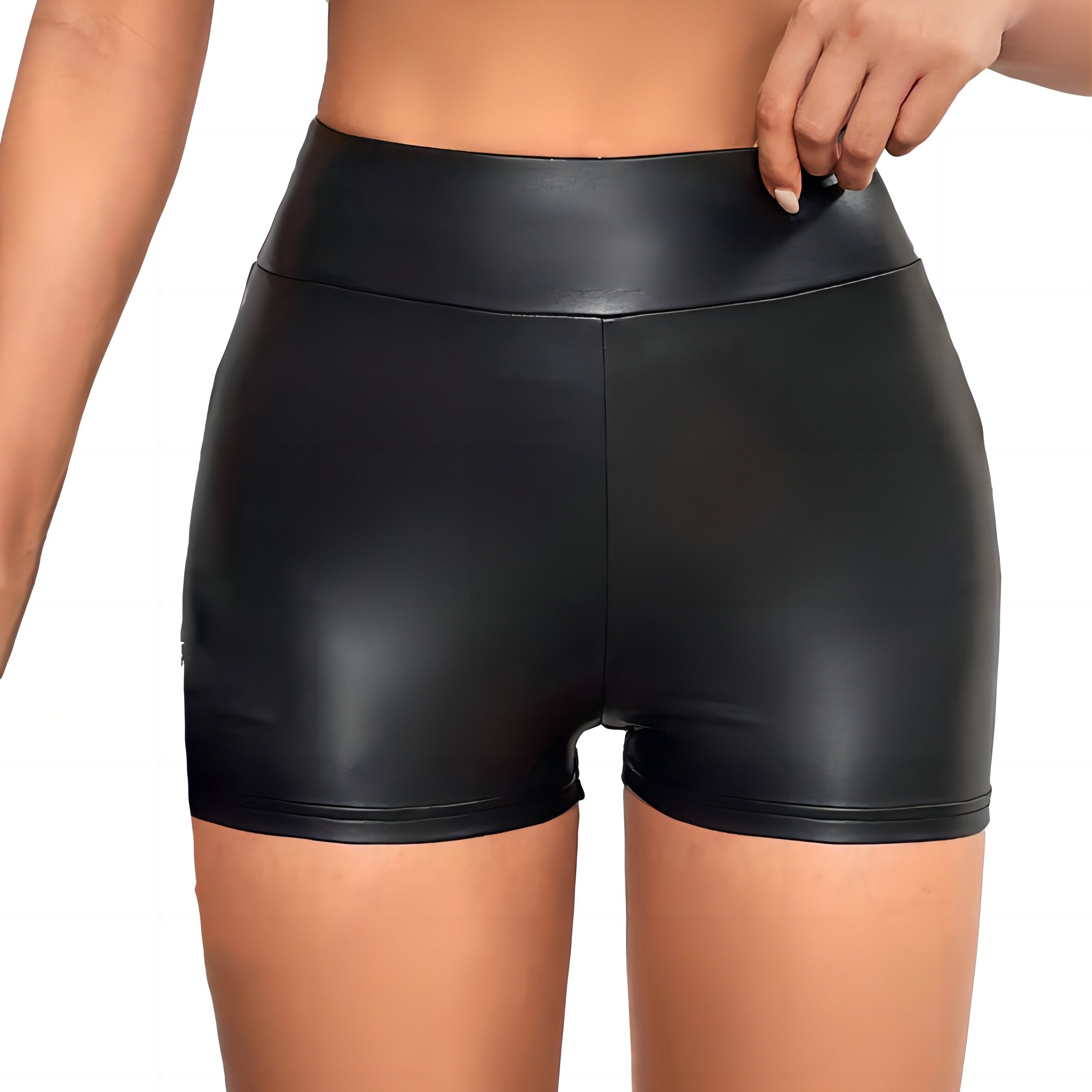 PU Leather Skinny Shorts for Women