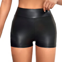 PU Leather Skinny Shorts for Women