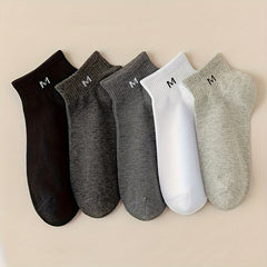 5 Pairs Letter Print Low Cut Ankle Socks Women's Stockings