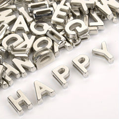 100pcs 9x12mm Silvery Metal Hollow Letter Beads DIY Bracelet Necklace Access