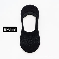 9 Pairs Invisible Breathable Cotton Boat Socks No Show & Liner Women's Stockings