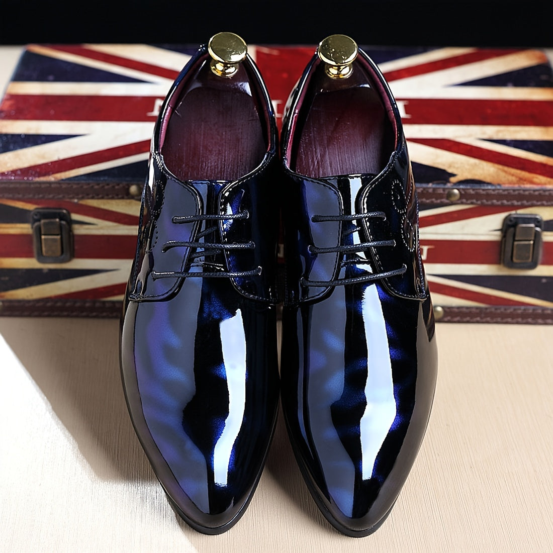 Men Brogue Pointed Toe Oxford Shoes Slip On Dress Wedding Business Office