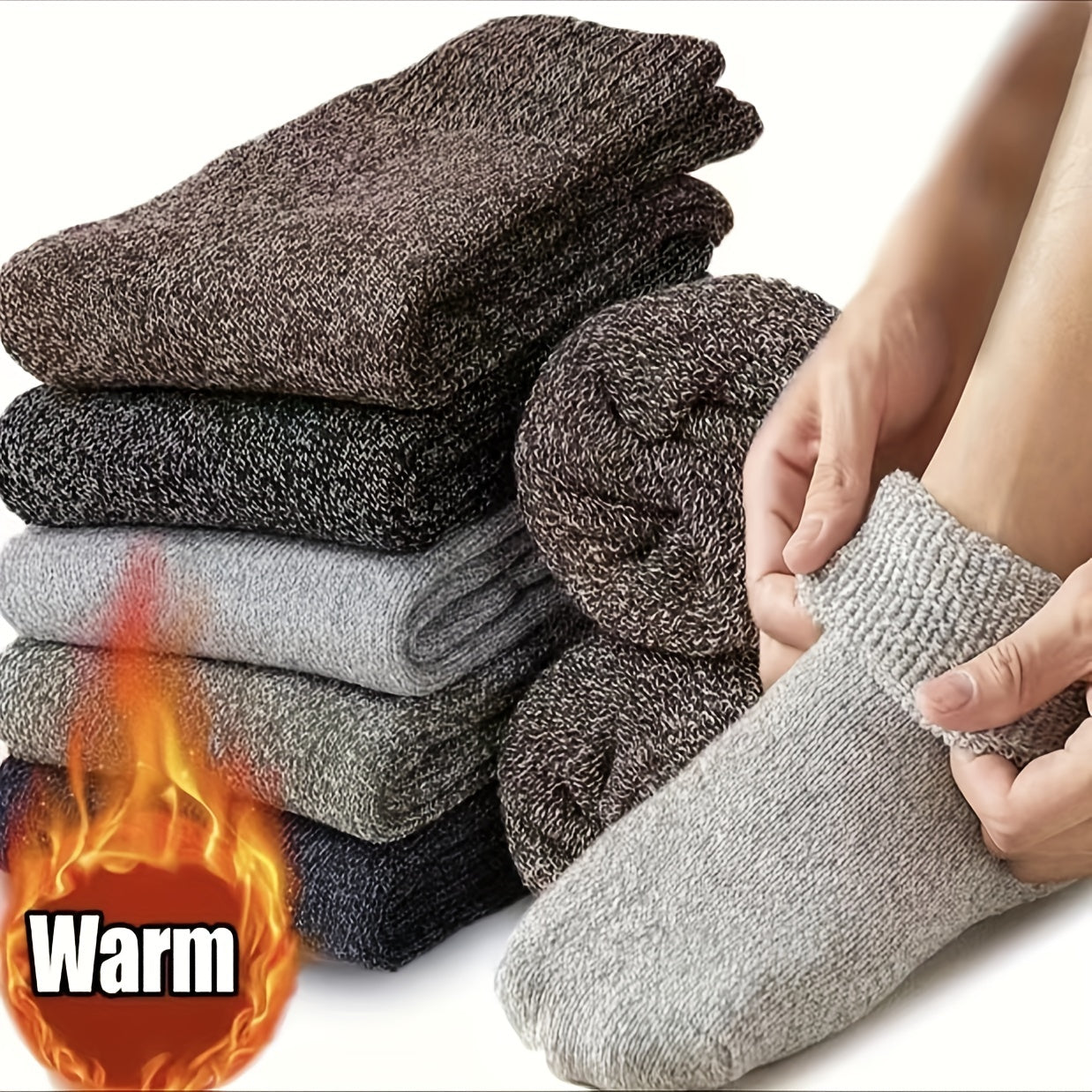 5 Pairs Men's Retro Warm Wool Cotton Socks Gift