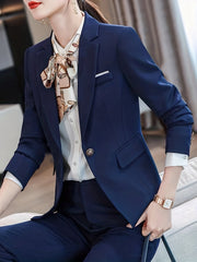 Button Front Lapel Blazer Long Sleeve Women's Clothing