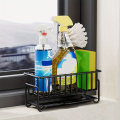 Sink Organizer Sponge Holder with Drain Pan for Kitchen Bathroom