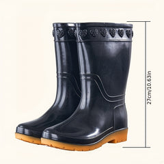 Women's Slip On Rain Boots Waterproof Mid Calf Boots