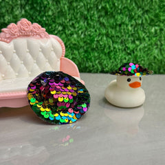 Dollhouse Hat with Sequins DIY Craft Accessory Gray
