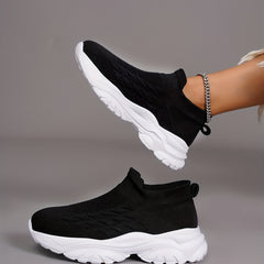 Women's Knit Platform Socks Sneakers Casual Slip On Soft Sole Shoes