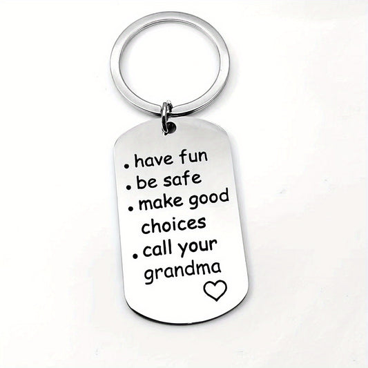 Stainless Steel Keychain Gift For Grandchild Son Daughter Key Ring
