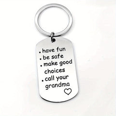 Stainless Steel Keychain Gift For Grandchild Son Daughter Key Ring