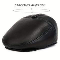 Winter Windproof PU Leather Beret Ear Warmer for Outdoor Cycling Hiking