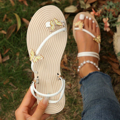 Women's Butterfly Flat Sandals Stylish Slip On Summer Shoes