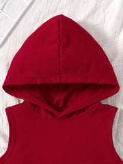 Boy's Hooded Tank Top & Shorts Set, Short Sleeve Casual Outfits