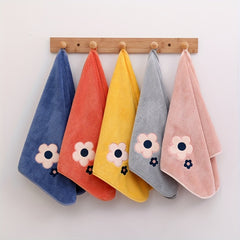 Flower Pattern Hand Towel Coral Fleece Soft Absorbent Towel