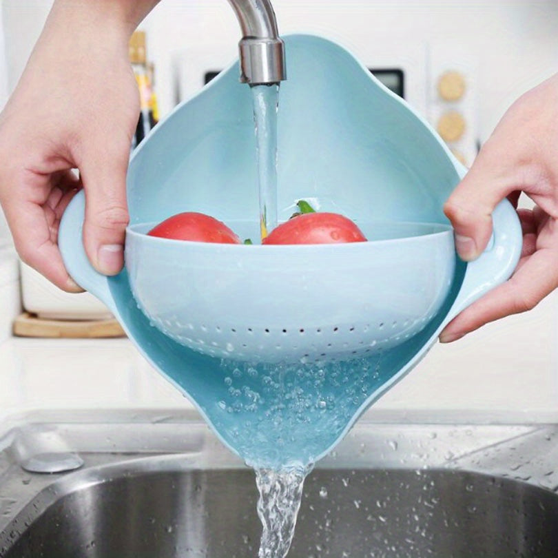 Double Layer Plastic Kitchen Drain Basket for Vegetables and Fruits