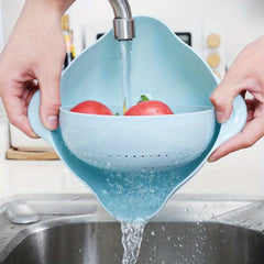 Double Layer Plastic Kitchen Drain Basket for Vegetables and Fruits