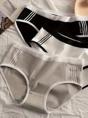 3pcs Colorblock Briefs Comfy & Stretchy Intimates Panties Womens Lingerie