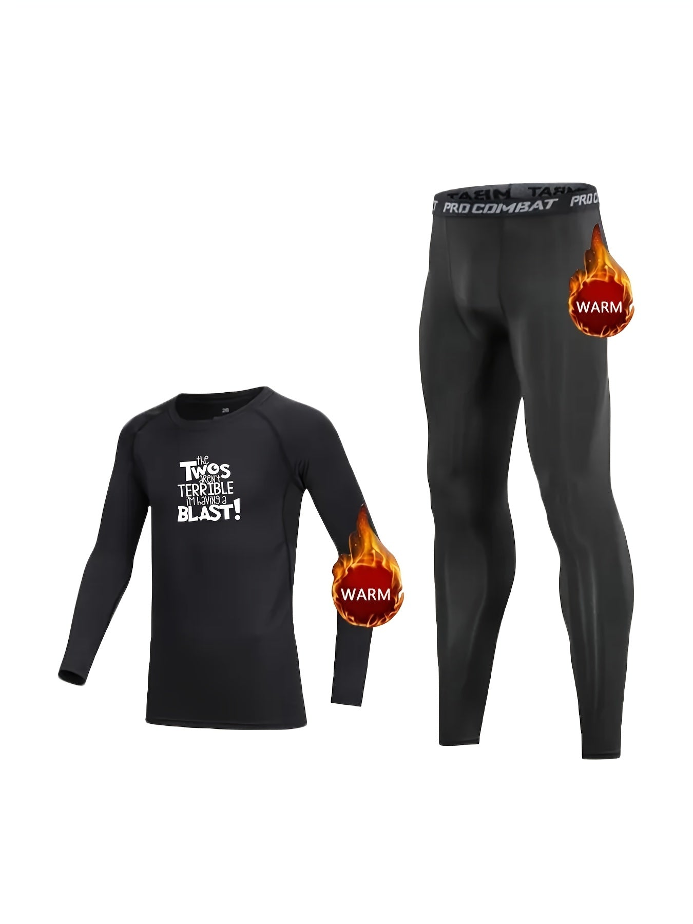 2pcs Kids Compression Sets High Elastic Blast Print Long Sleeve