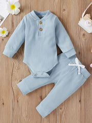 2pcs Baby Boys Girls Long Sleeve Onesie & Pants Set