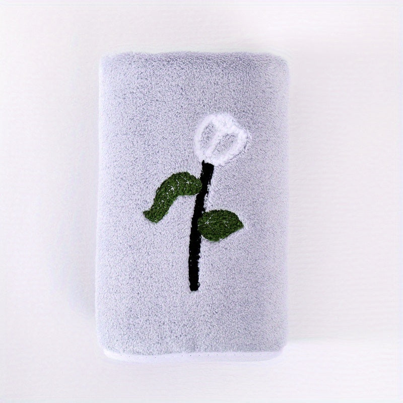 Rose Flower Embroidered Hand Towel Coral Fleece Soft Face Towel