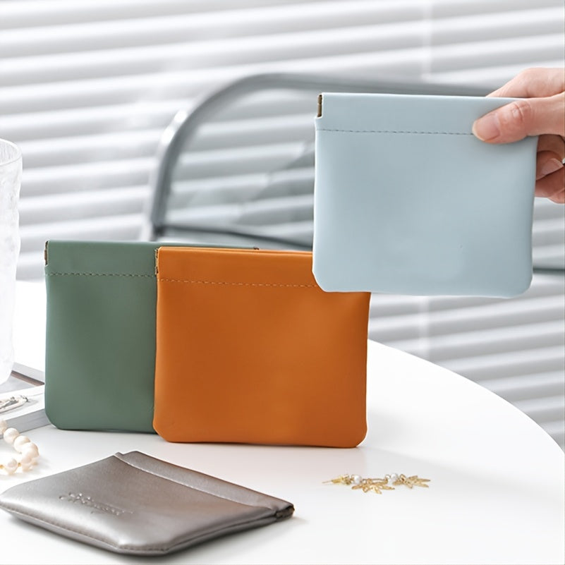 Multifunctional Cosmetic Bag with Self Closing Squeeze Top