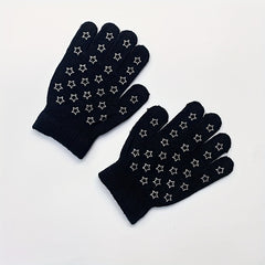 Kids Winter Gloves Knitted Warm Elastic Boys Girls 5-11
