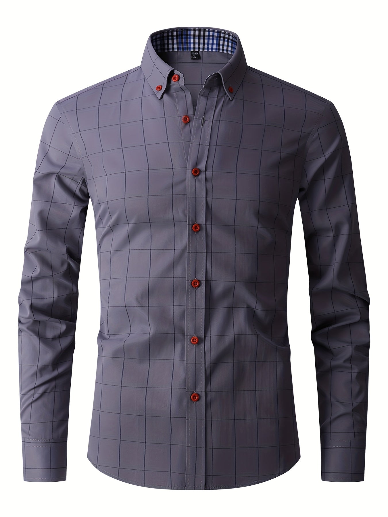 Men's Plaid Button Up Shirt for Business Occasions