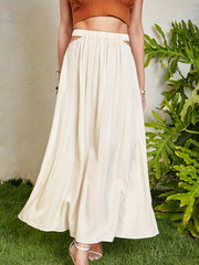 Pleated Elastic Waist Skirt for Spring & Summer