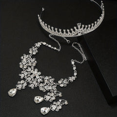 Rhinestone Headband Earrings Set Queen's Style Bridal Hair Accessories