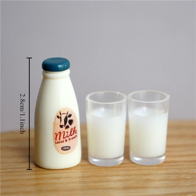 1:6 Dollhouse Milk Bottle Cup Mini Drinks Pretend Food for Doll OB11 Accessories