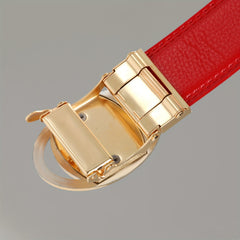 Men's Rotating Buckle PU Leather Business Suit Waist Strap