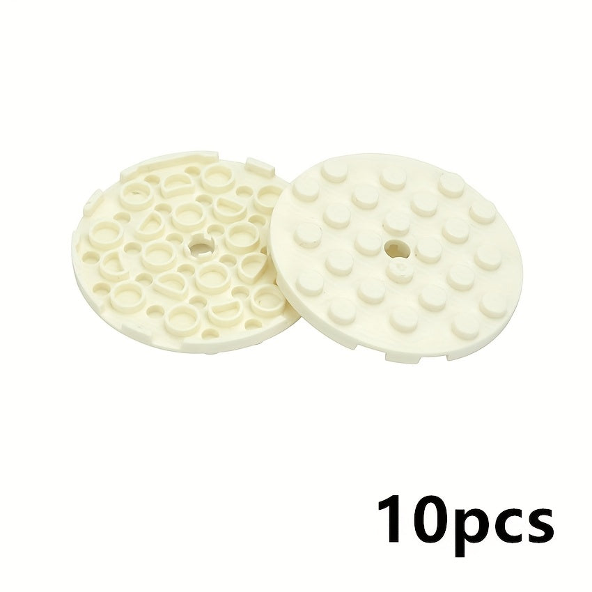 10pcs Round Plates 6x6 with Hole Thin Sheets Bricks DIY Building Accessories