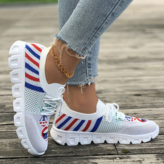 Women's Flag Pattern Mesh Casual Sports Shoes Lightweight Non slip
